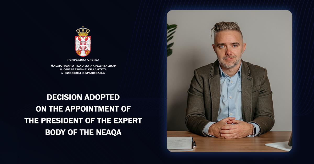 DECISION ADOPTED ON THE APPOINTMENT OF THE PRESIDENT OF THE EXPERT BODY OF THE NEAQA